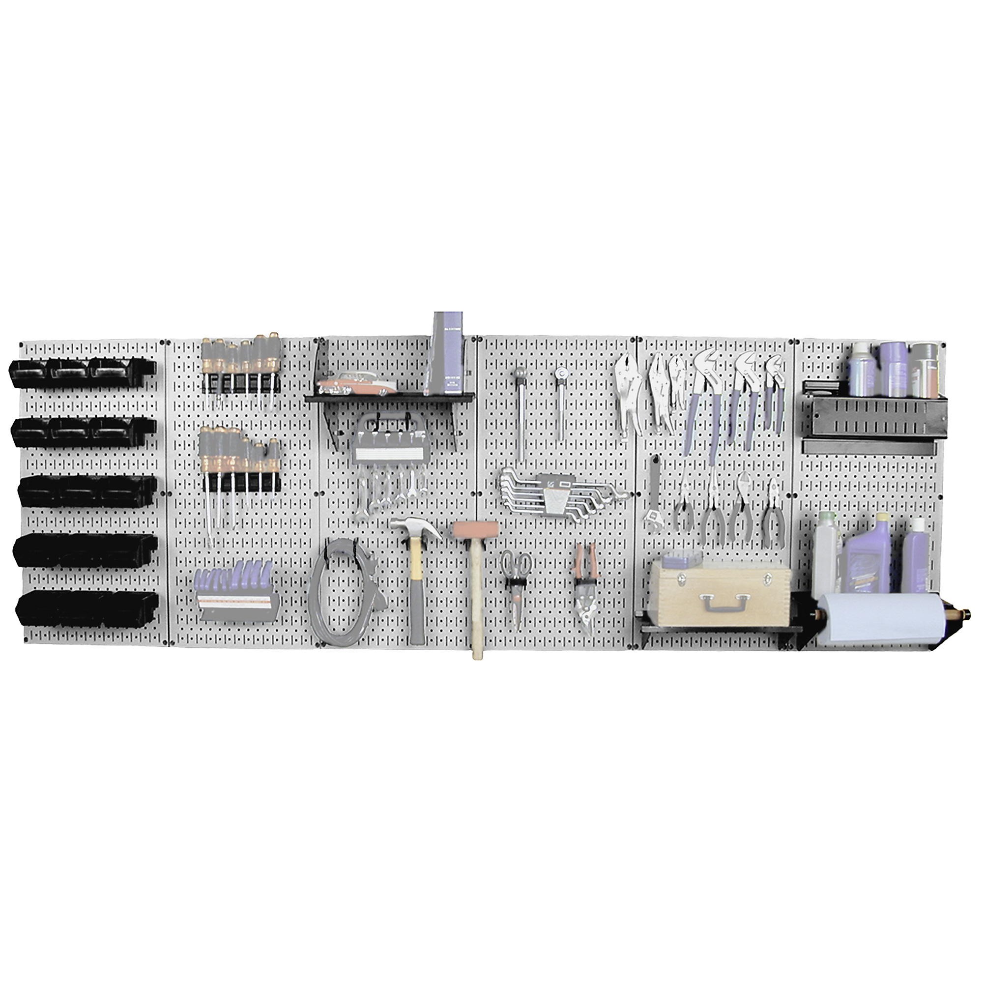 Wall Control Industrial Metal Pegboard Workbench Kit — 8ft., Gray Toolboard, Black Accessories, Heavy-Duty Steel, Model# 35IWRK-800-GB